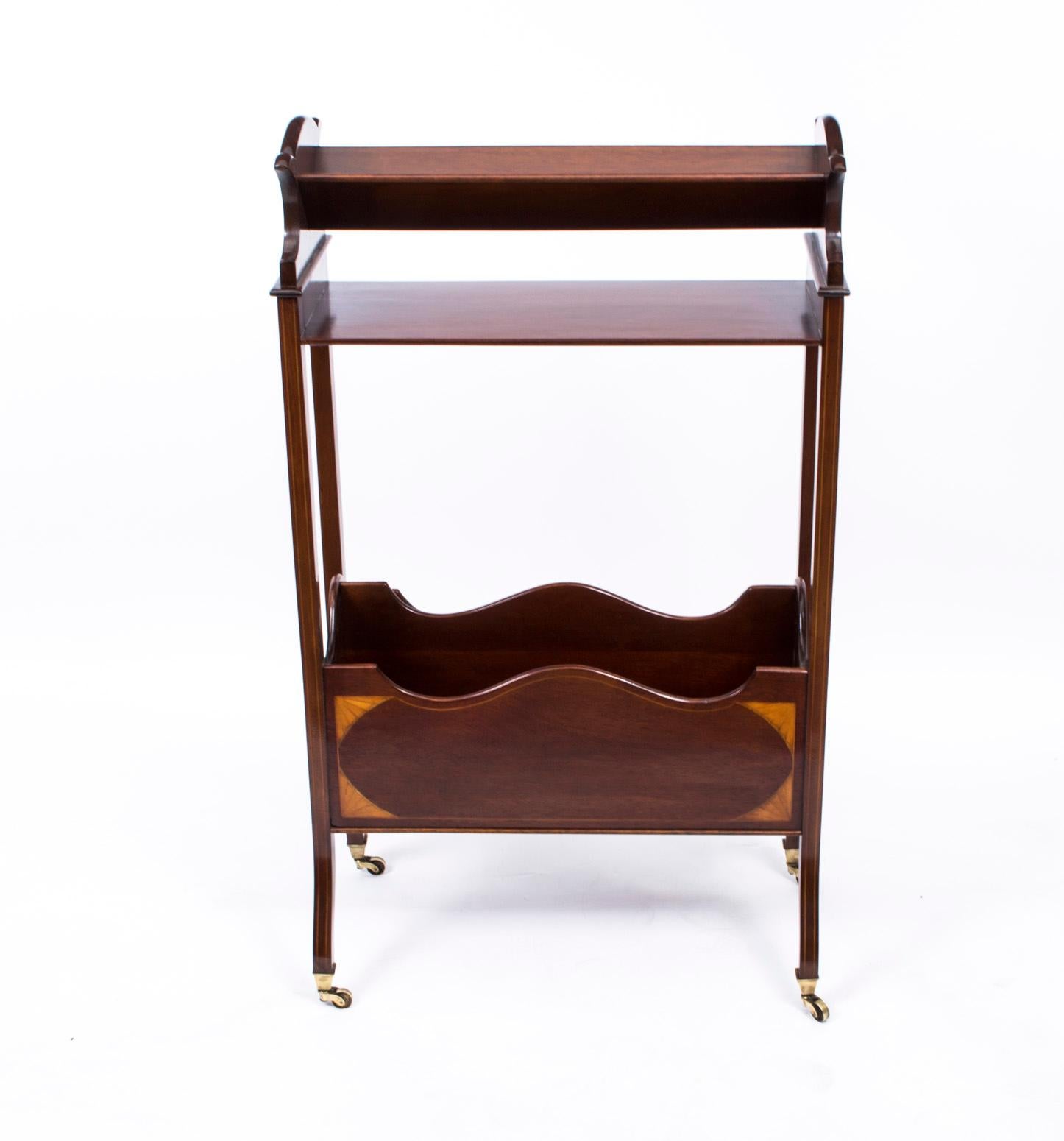 Early 20th Century Edwardian Inlaid Mahogany Bookstand For Sale 5