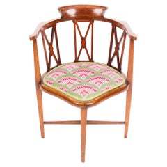 Early 20th Century Edwardian Inlaid Mahogany Corner Armchair