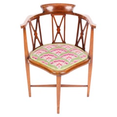 Early 20th Century Edwardian Inlaid Mahogany Corner Armchair