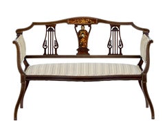 Early 20th Century Edwardian Inlaid Rosewood Salon Sofa