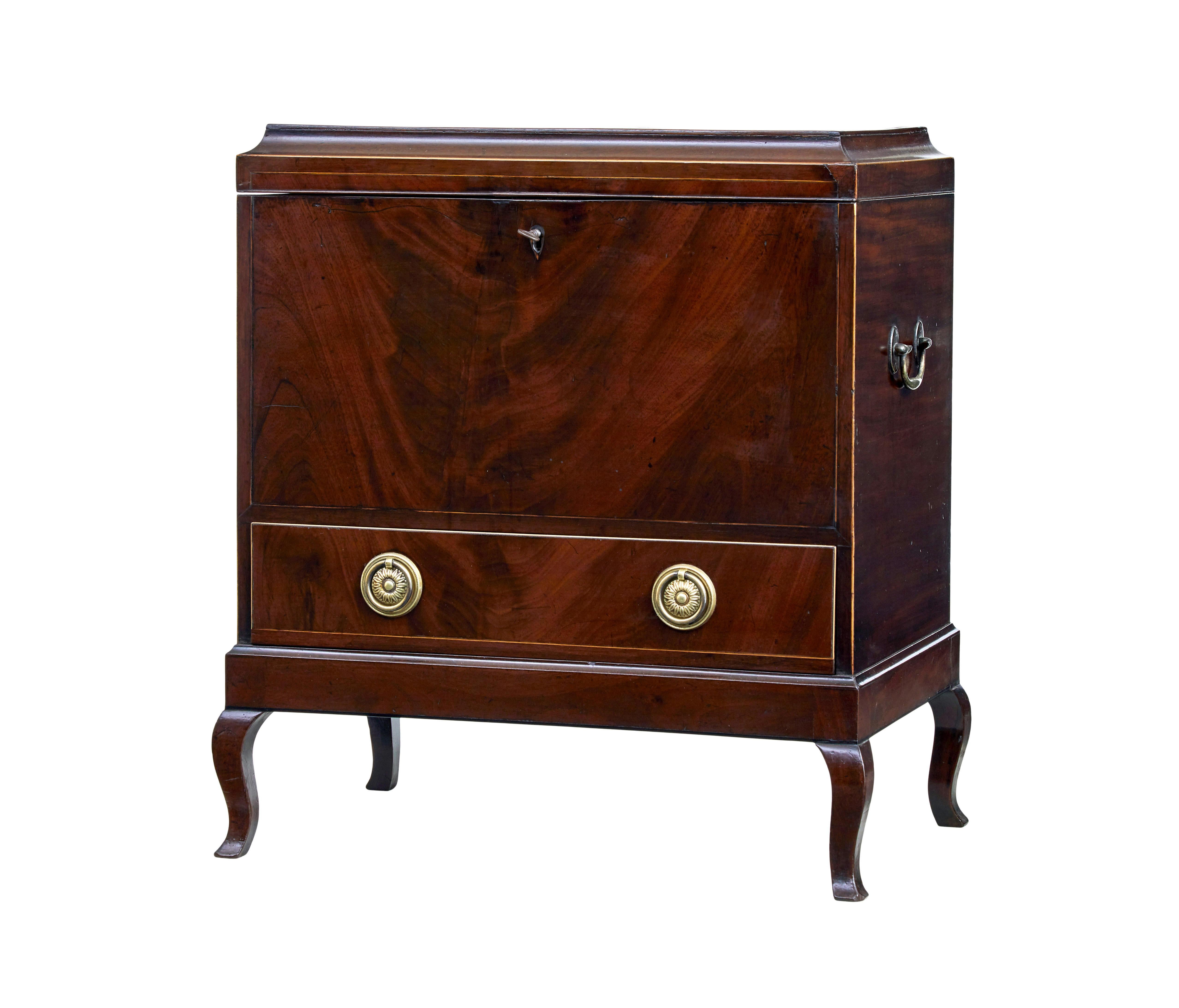 Mahogany Early 20th century Edwardian inlaid wine cooler For Sale