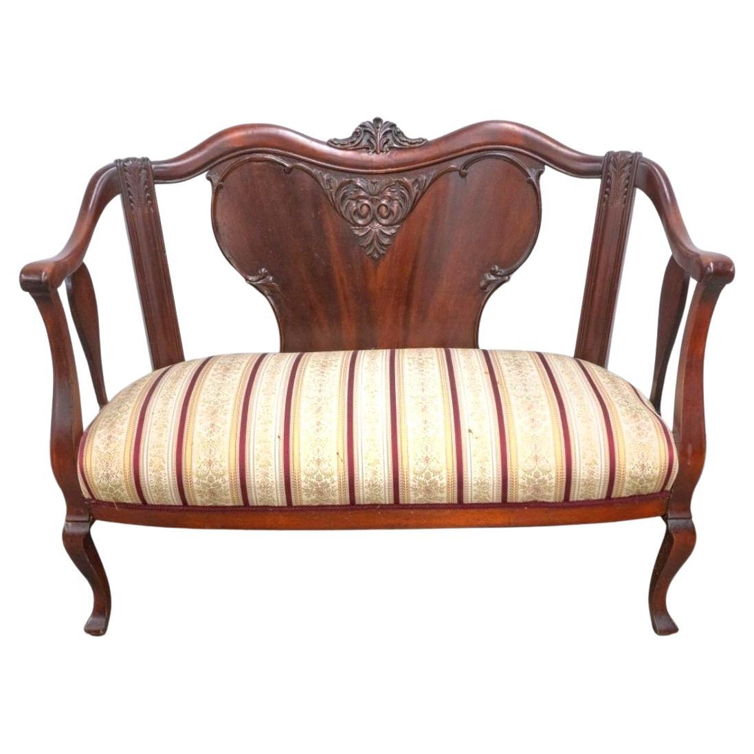 Early 20th Century Edwardian Mahogany and Upholstered Settee