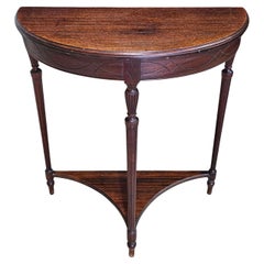 Early 20th Century Edwardian Mahogany Demilune Side  Console Table