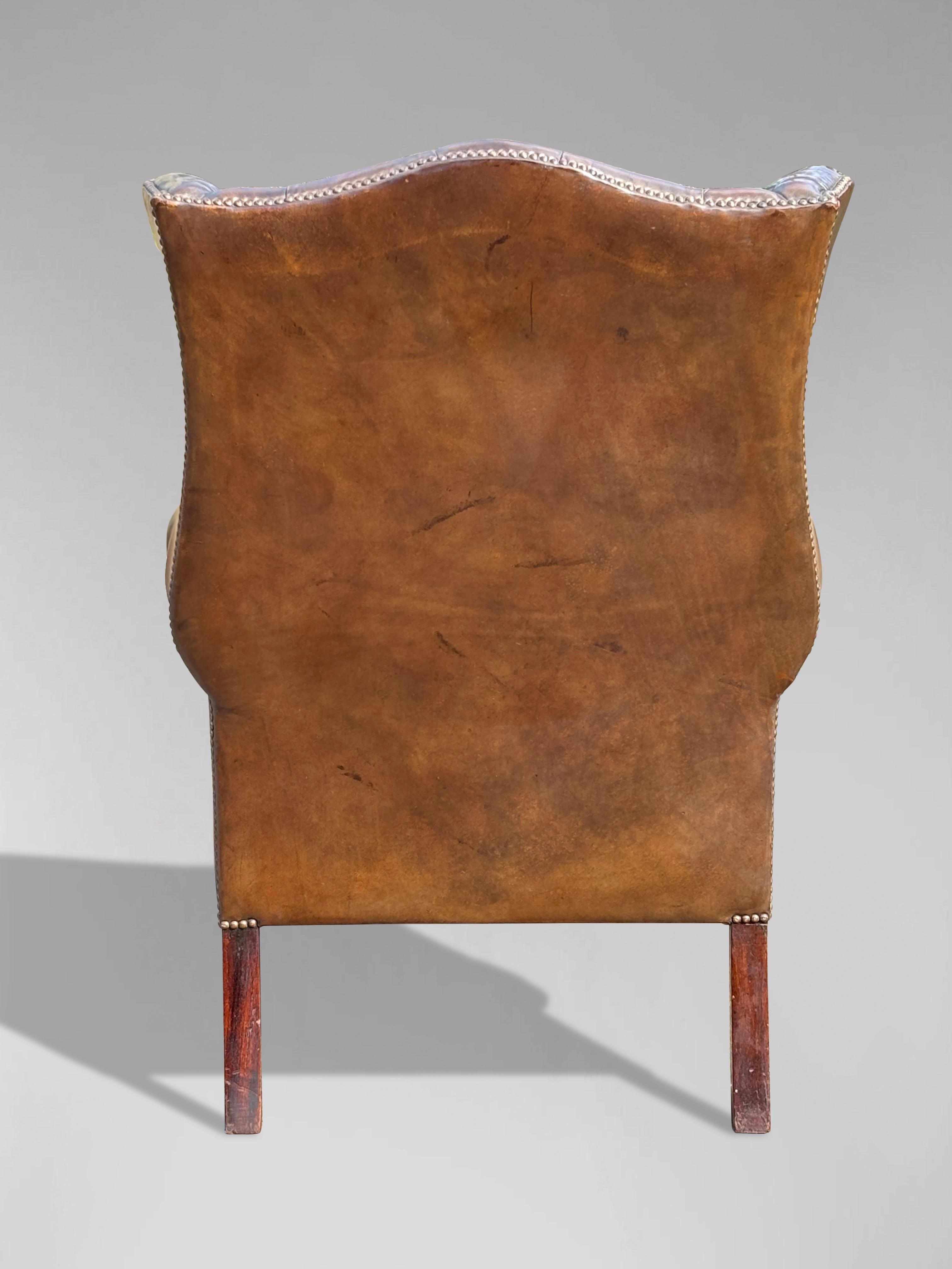 Début du 20e siècle, période édouardienne Fauteuil à oreilles en cuir Brown en vente 1
