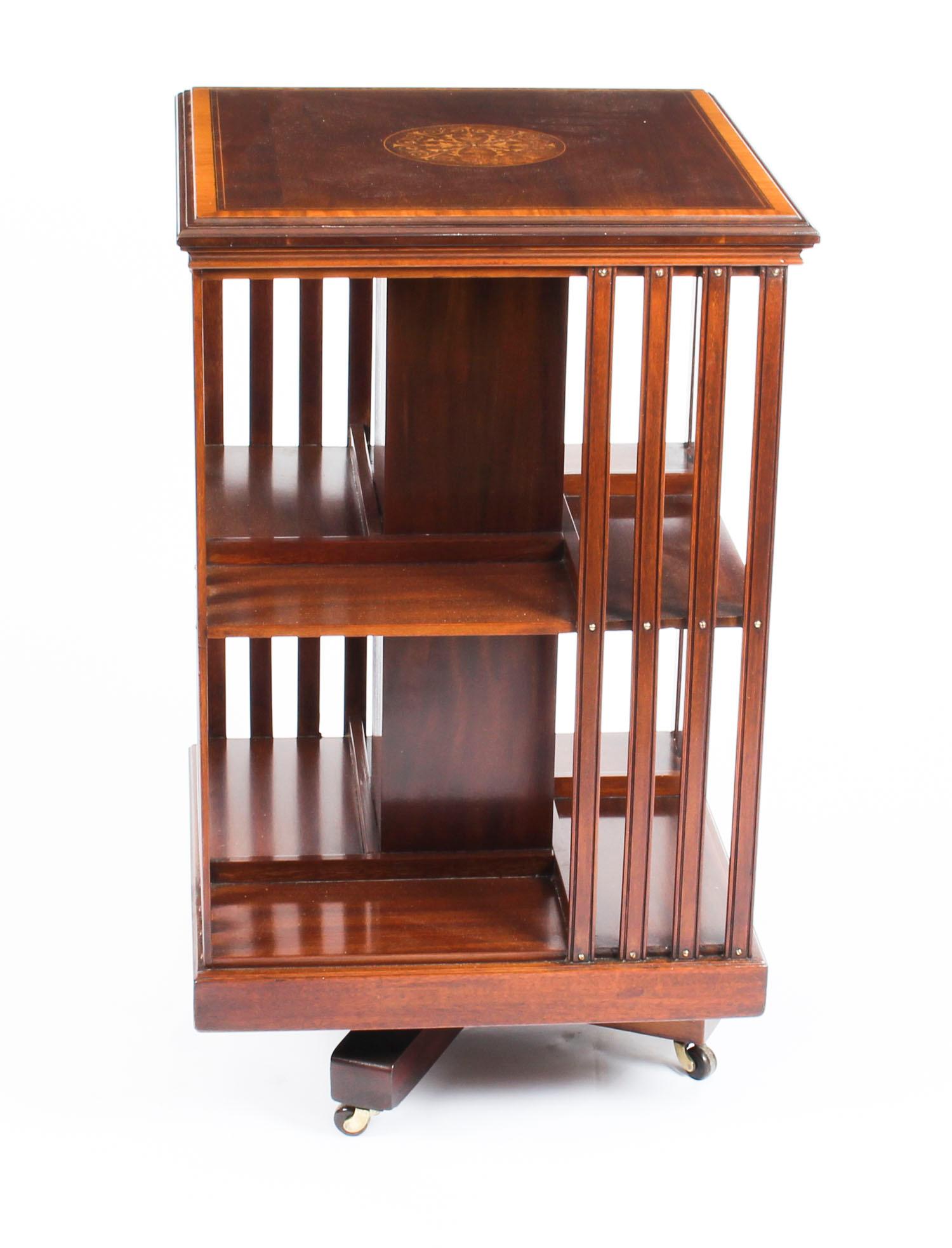 Early 20th Century Edwardian Revolving Bookcase by Edwards & Roberts 8