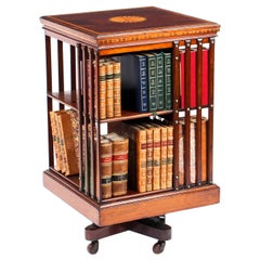 Antique Early 20th Century Edwardian Revolving Bookcase Flame Mahogany 