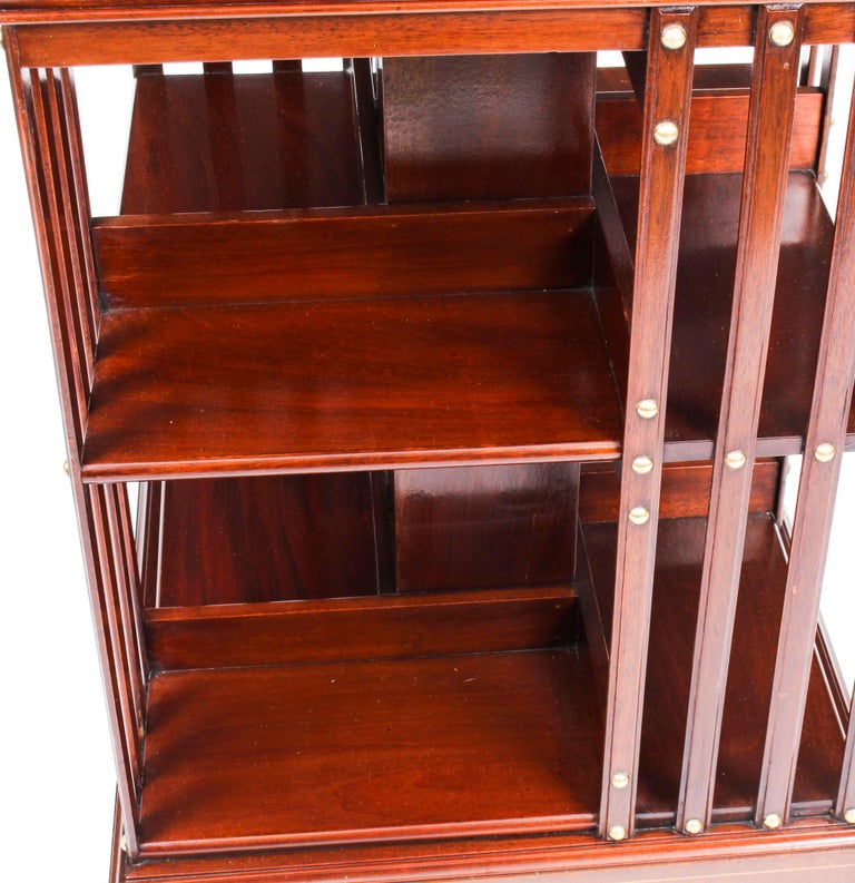 Early 20th Century Edwardian Revolving Bookcase Flame Mahogany Maple And Co For Sale At 1stdibs