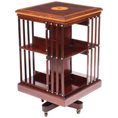 Early 20th Century Edwardian Revolving Bookcase Flame Mahogany Maple & Co