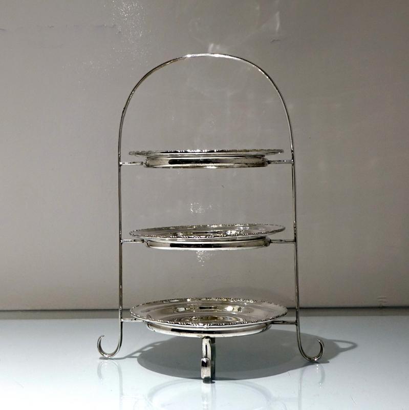 Early 20th Century Edwardian Silver plated Three Tier Cake Stand A Beardshaw In Good Condition In 53-64 Chancery Lane, London