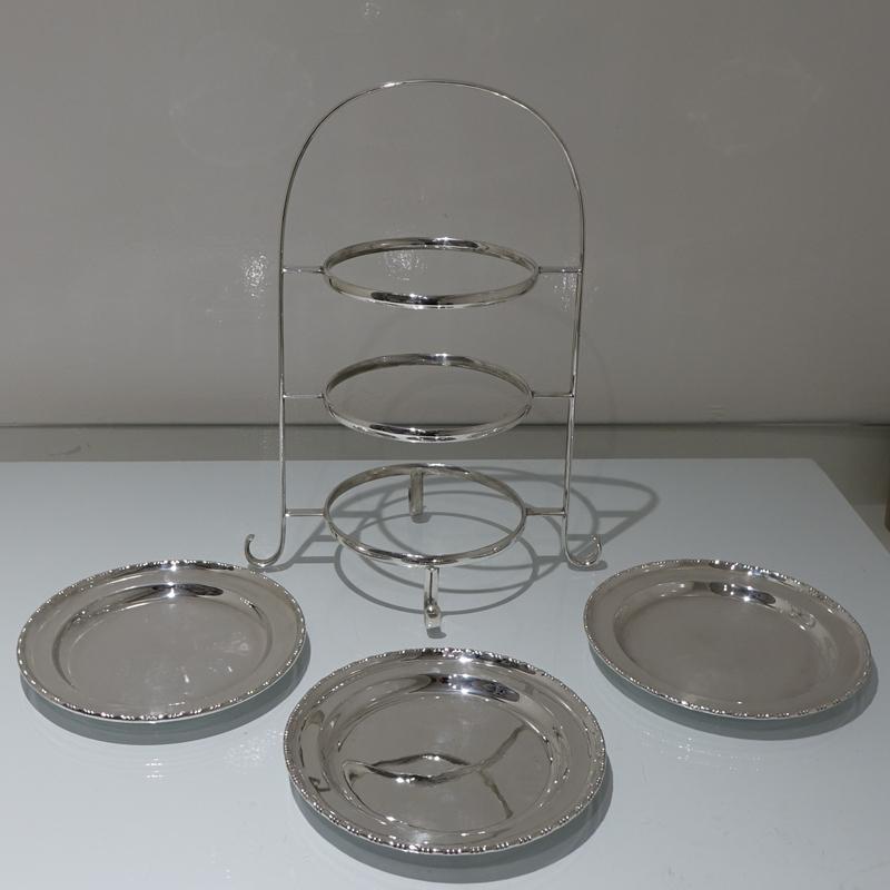 Silver Plate Early 20th Century Edwardian Silver plated Three Tier Cake Stand A Beardshaw