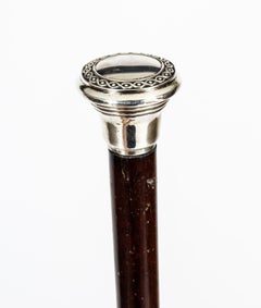 Early 20th Century Edwardian Sterling Silver & Malacca Walking Stick 925 Cane