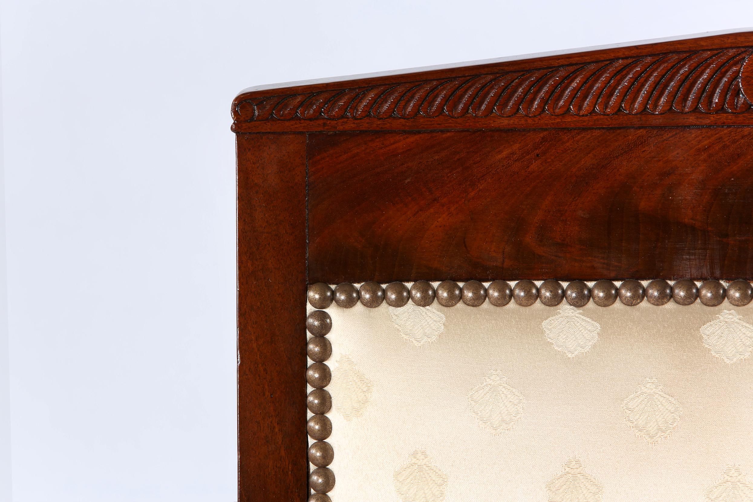 Upholstery Early 20th Century Edwardian Style Mahogany Set Armchairs