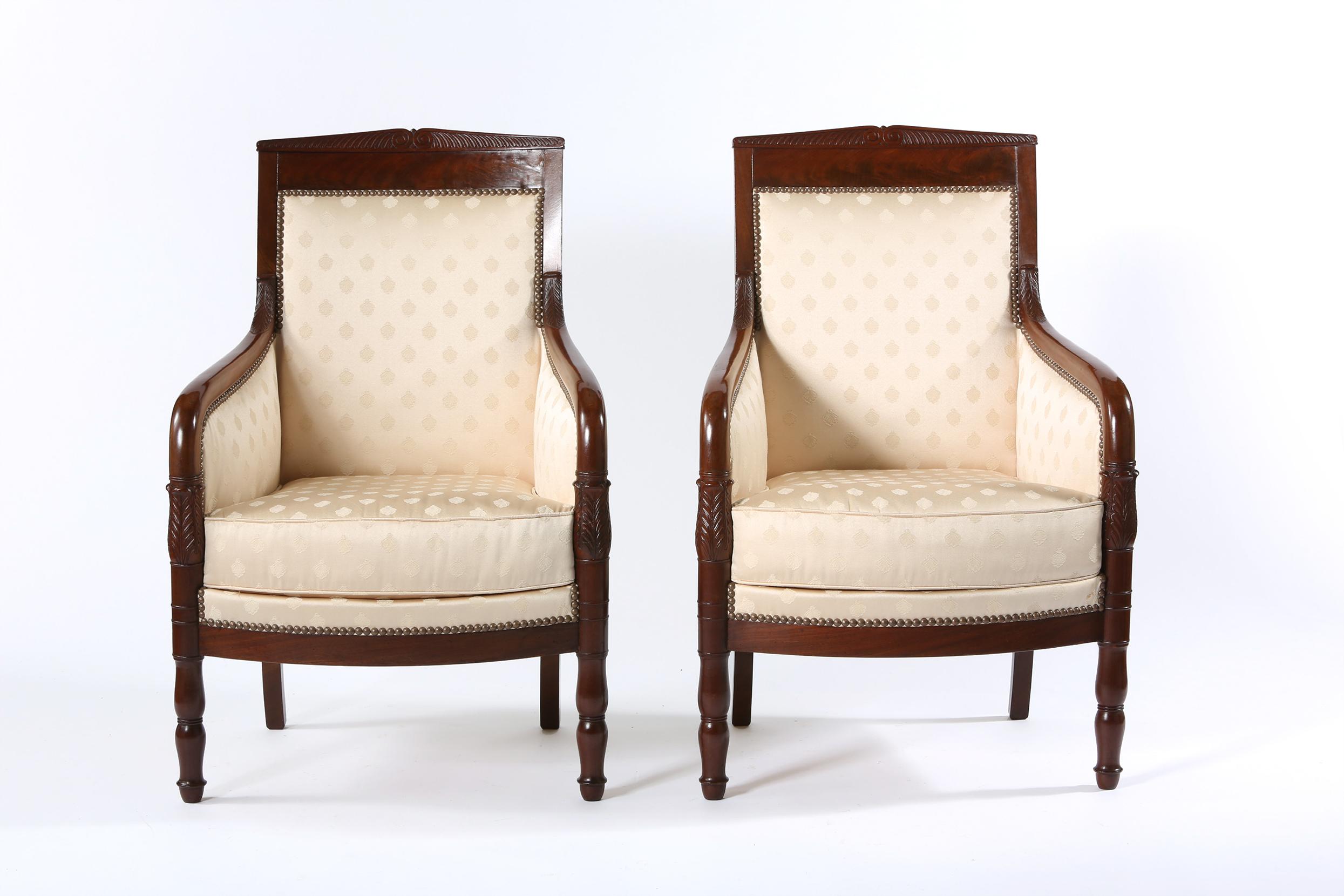 Early 20th Century Edwardian Style Mahogany Set Armchairs 2