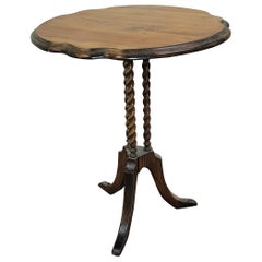 Early 20th Century Edwardian Walnut Barley Twist Tripod Wine Table
