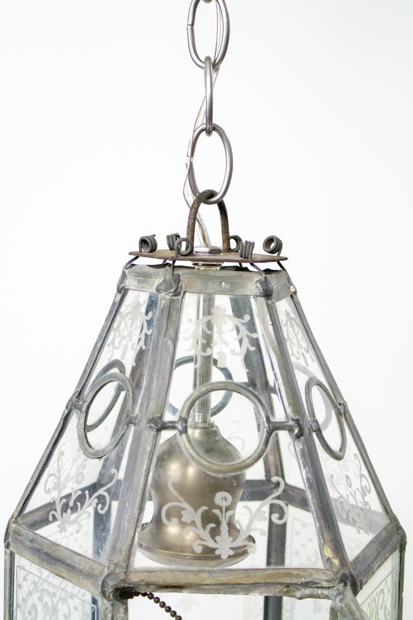 American Early 20th Century E.F. Caldwell Leaded Glass Lantern For Sale