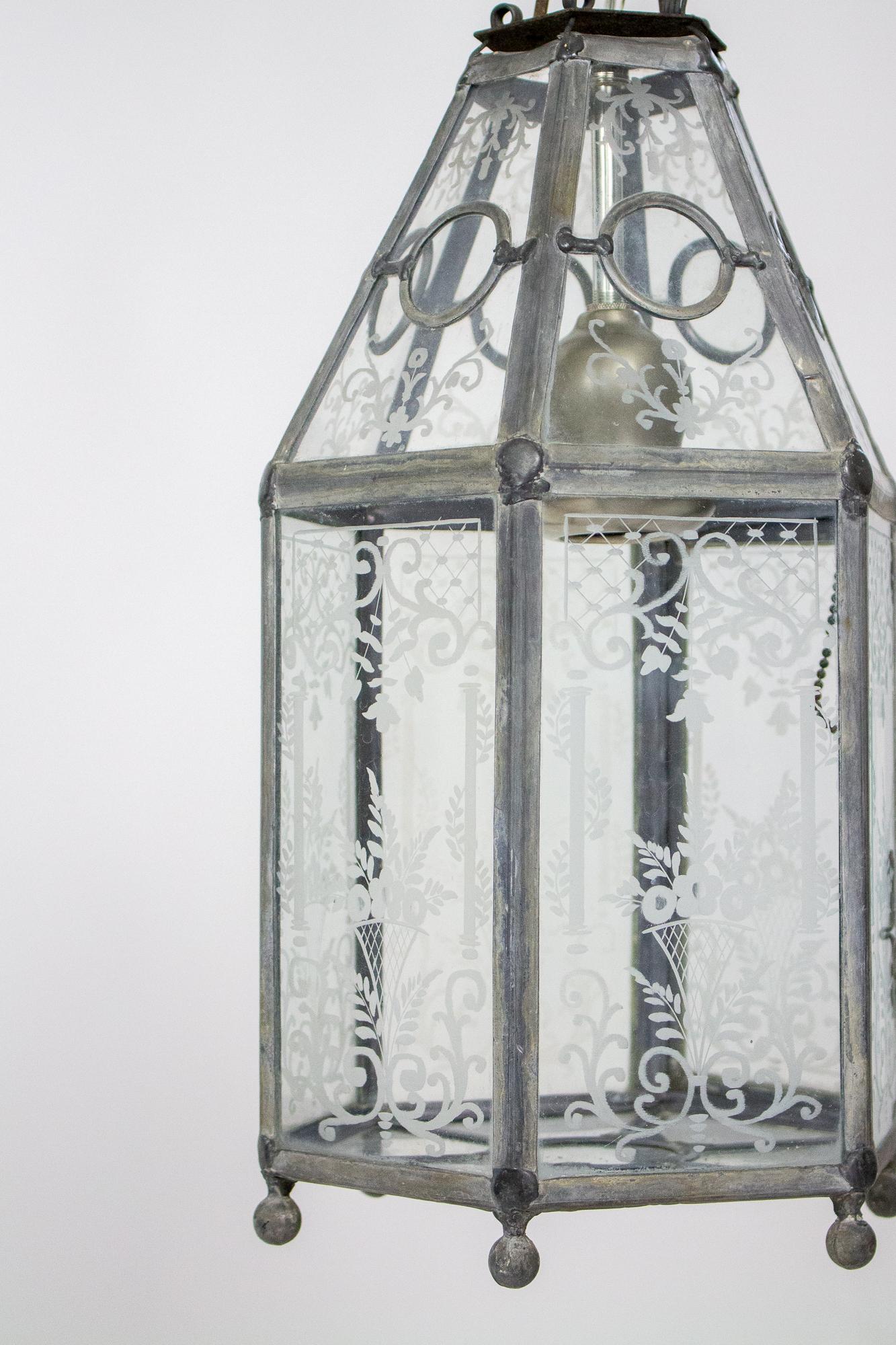 Early 20th Century E.F. Caldwell Leaded Glass Lantern For Sale 2