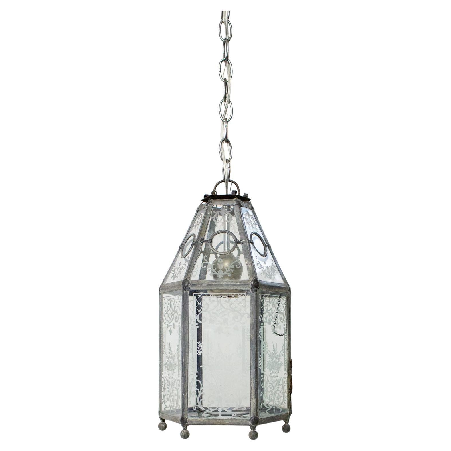 Early 20th Century E.F. Caldwell Leaded Glass Lantern For Sale