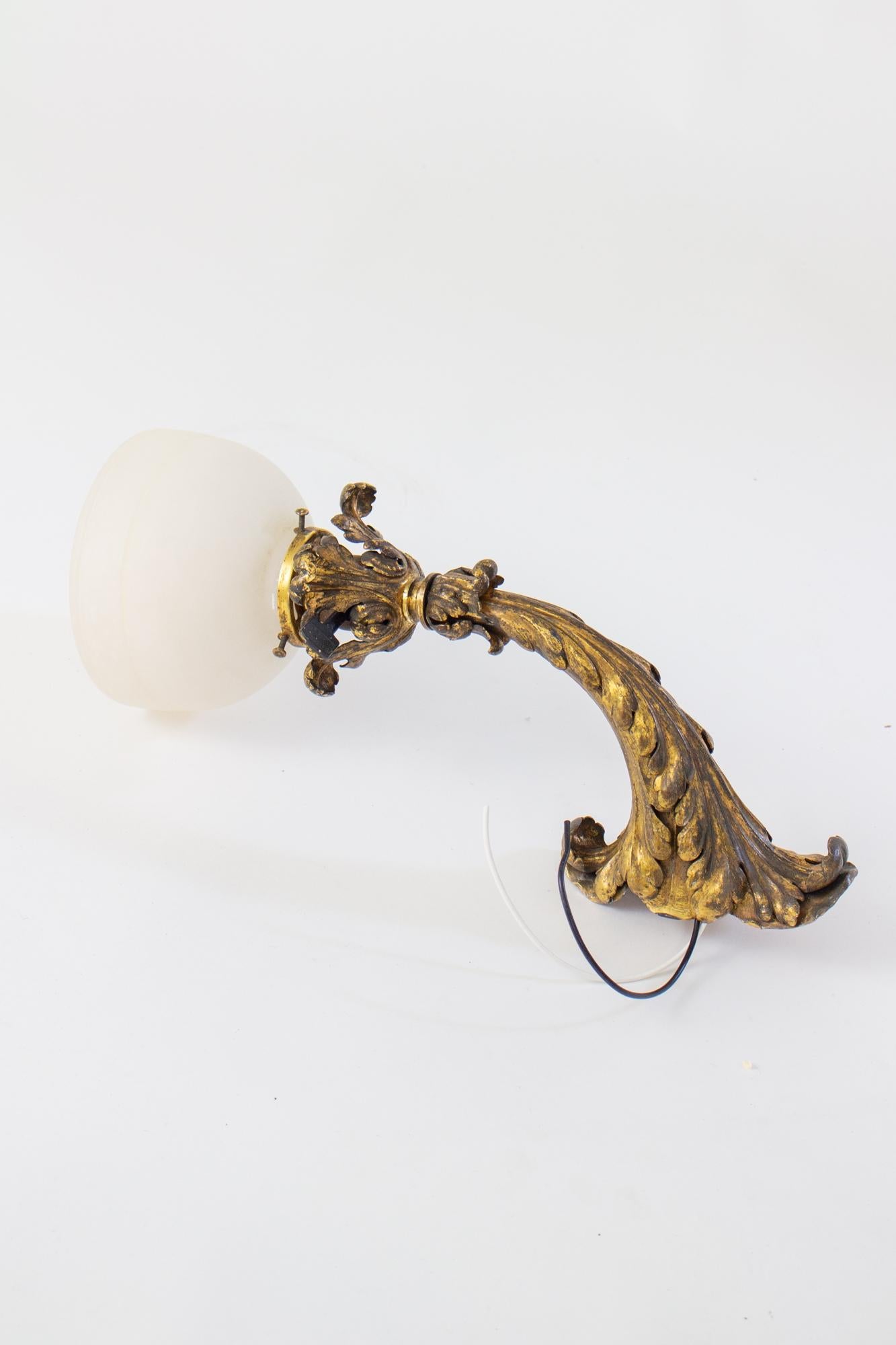 Early 20th Century E.F.Caldwell Gilt Leafy Sconces with Alabaster Shade - a Pair For Sale 7
