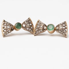 Early 20th Century Egyptian Revival Diamond and Gem-Set Emerald Earrings