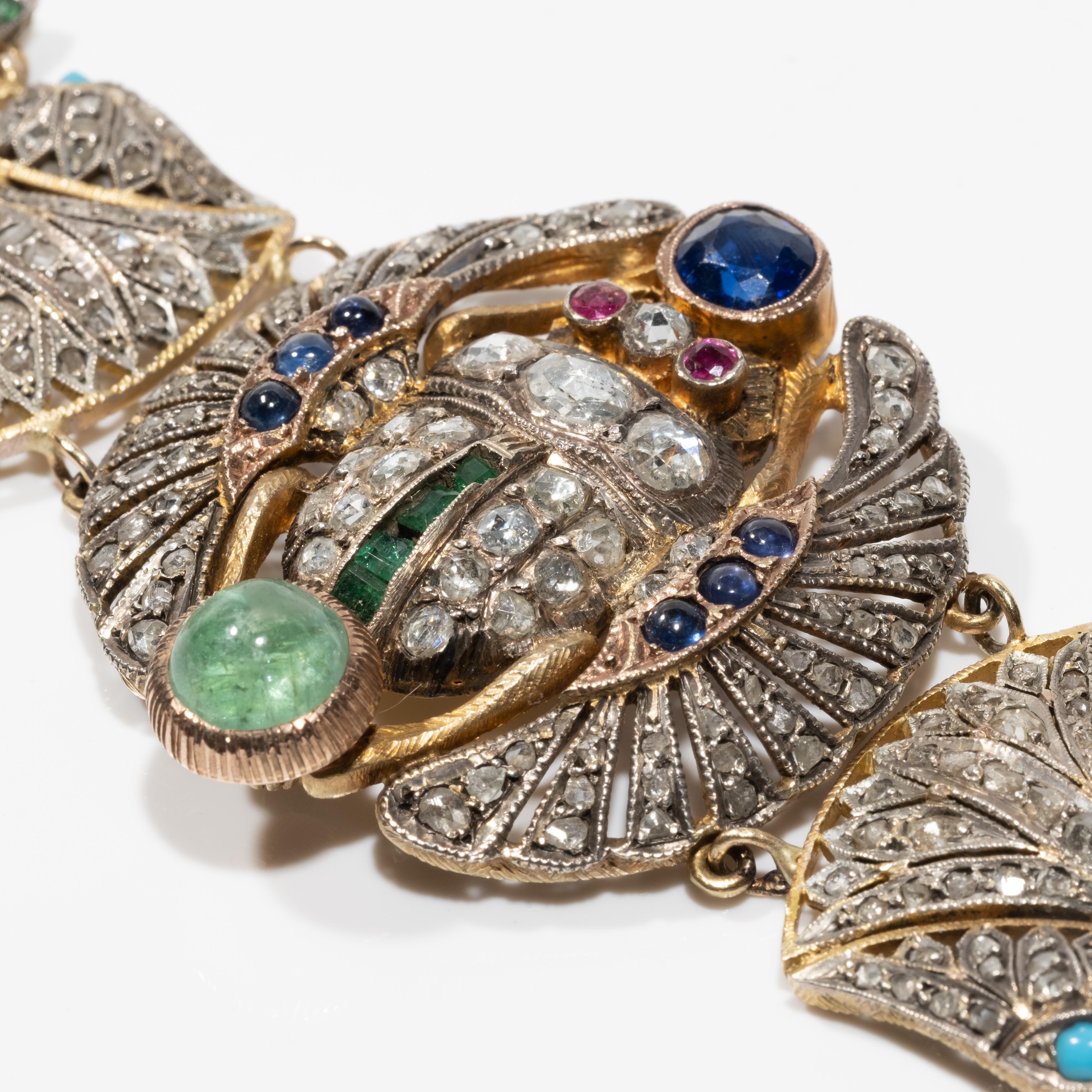 Early 20th Century Egyptian Revival Diamond and Gem-Set Scarab Bracelet 2
