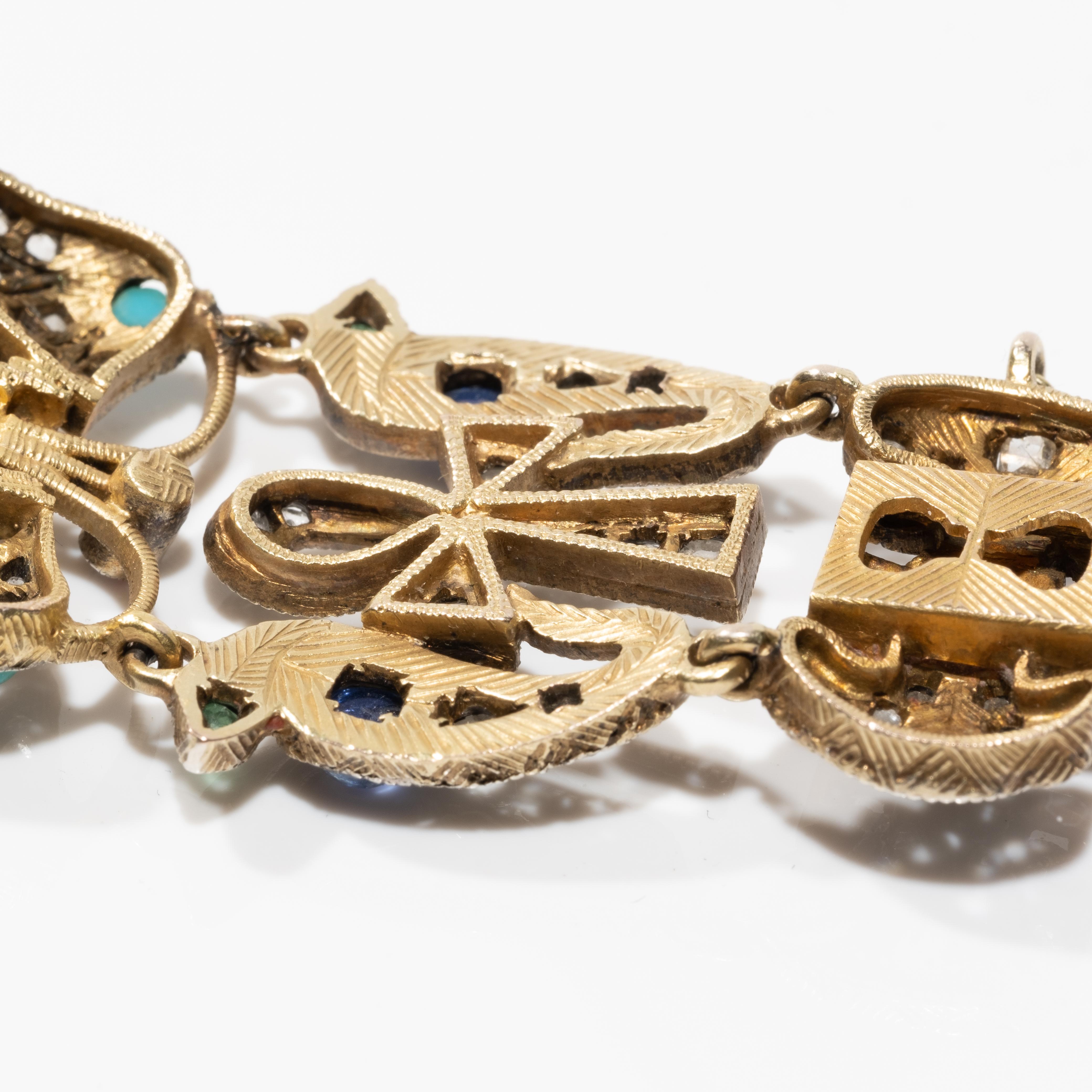Early 20th Century Egyptian Revival Diamond and Gem-Set Scarab Bracelet 6