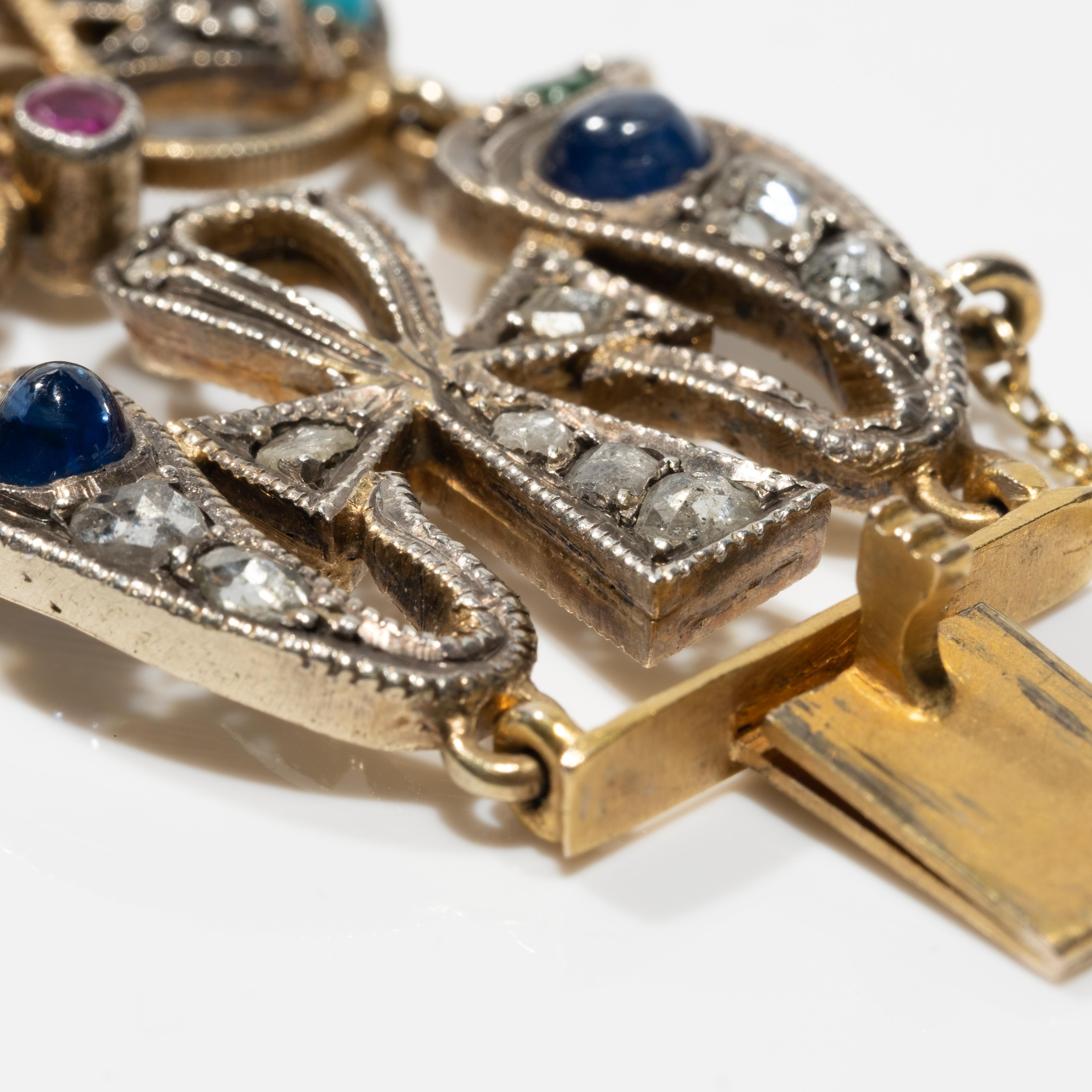 Women's Early 20th Century Egyptian Revival Diamond and Gem-Set Scarab Bracelet