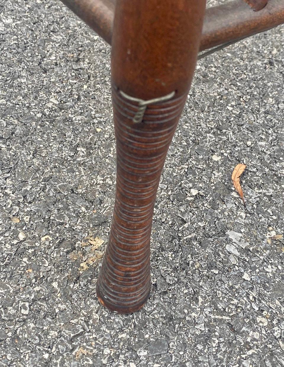 Early 20th Century Egyptian Revival Slat Oak Thebes Stool 2