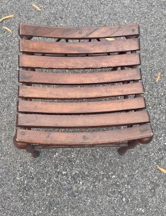 Early 20th Century Egyptian Revival Slat Oak Thebes Stool