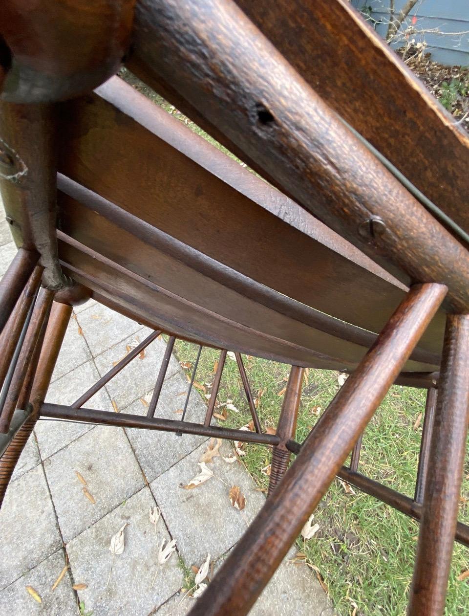 Unknown Early 20th Century Egyptian Revival Slat Oak Thebes Stool