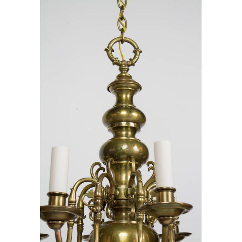 Brass Early 20th Century Eight Arm Dutch Style Chandelier