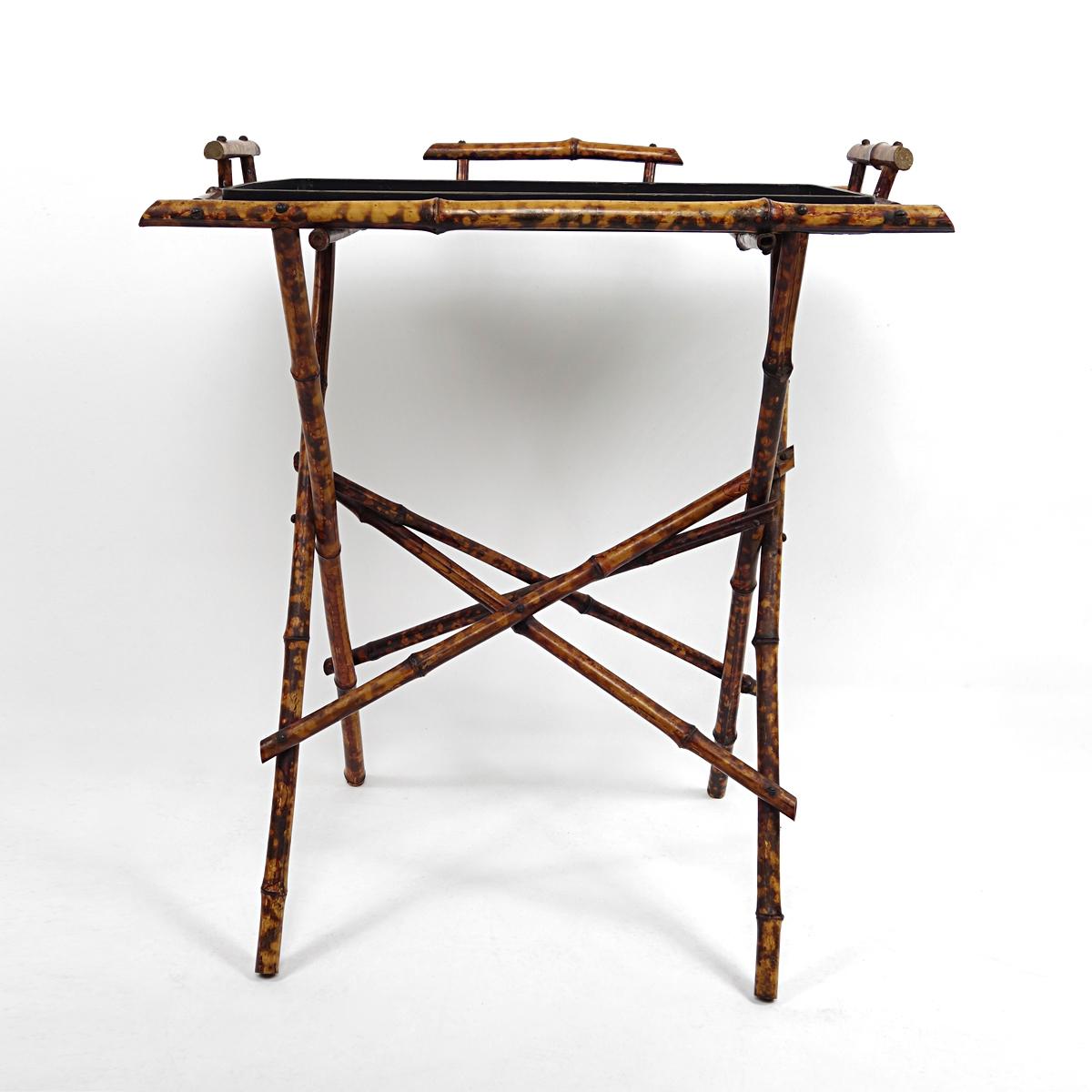 Asian Early 20th Century Elegant Oriental Tray Table on a Bamboo Stand For Sale