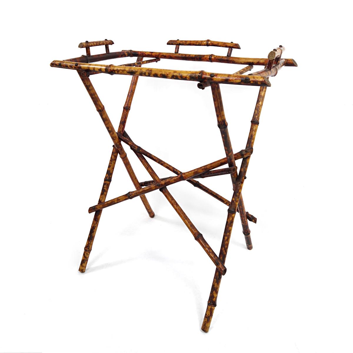 Early 20th Century Elegant Oriental Tray Table on a Bamboo Stand For Sale 3