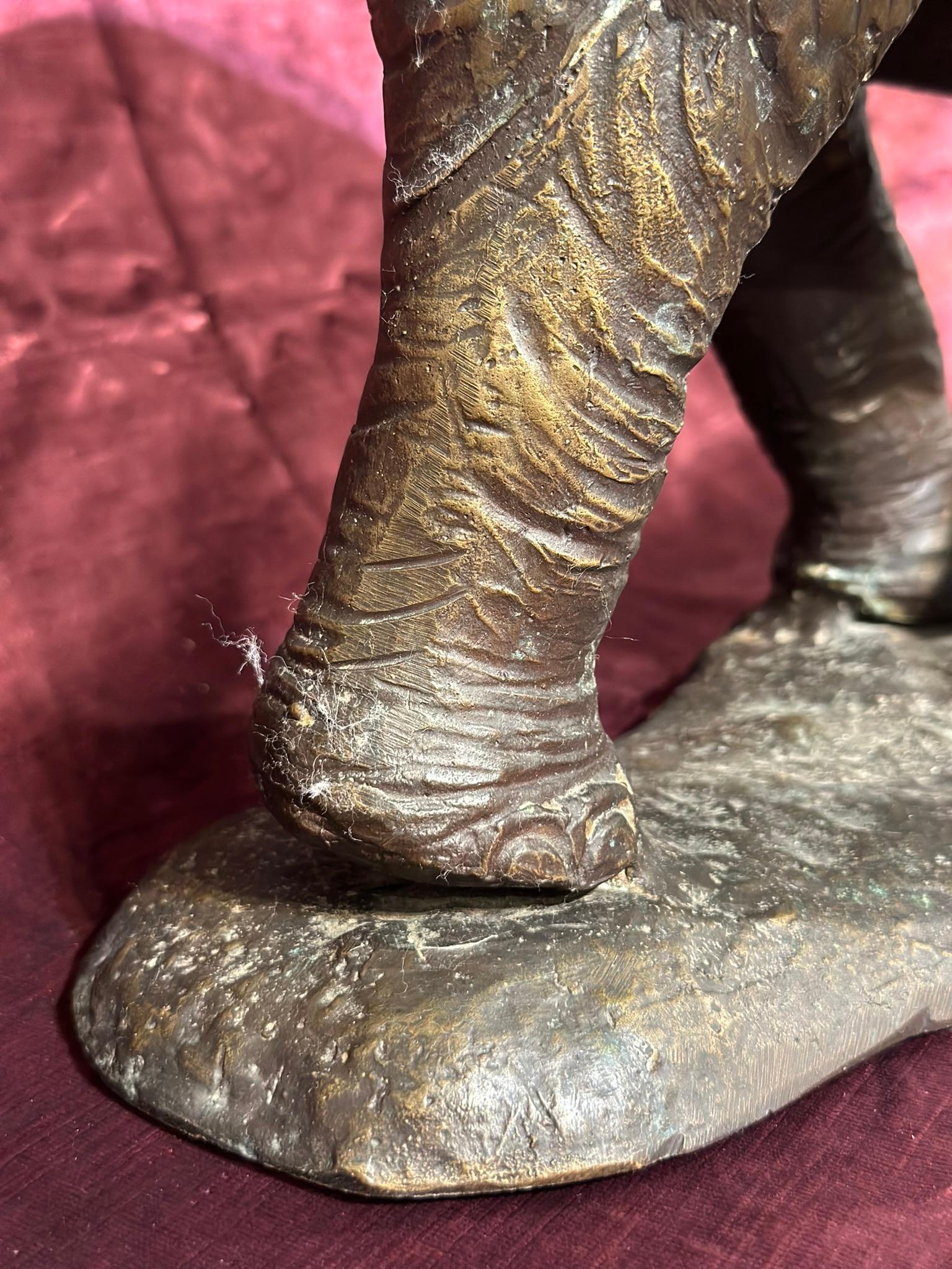 Early 20th Century Elephant Bronze Sculpture Tuscan Foundry For Sale 4