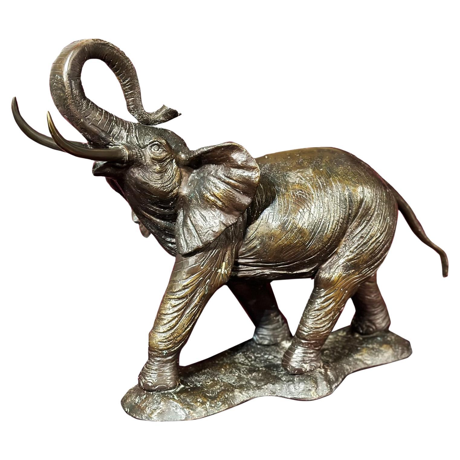 Early 20th Century Elephant Bronze Sculpture Tuscan Foundry