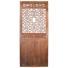 Early 20th Century Elm Chinese Door Hand-Carved