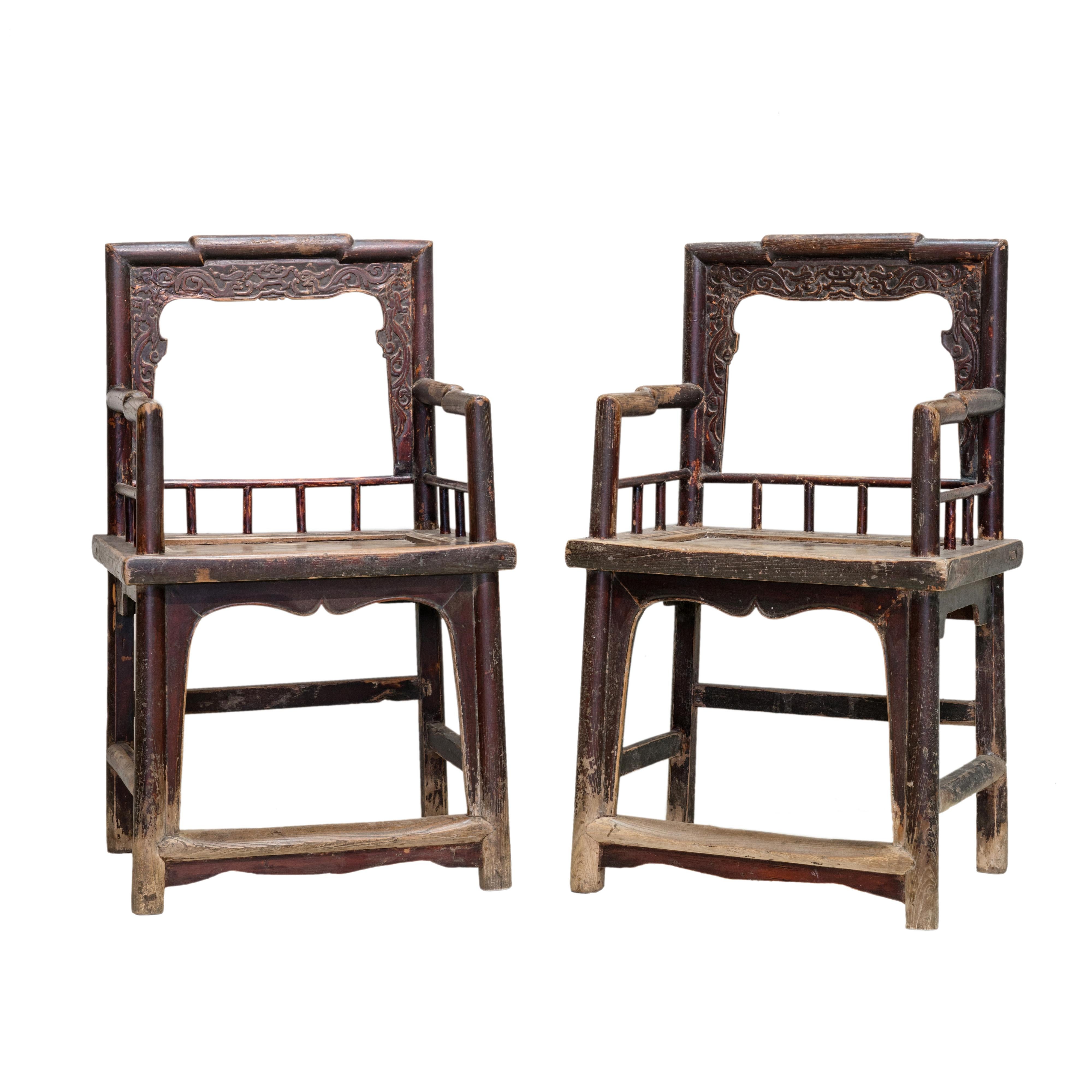 Early 20th Century Elmwood Rose Armchairs