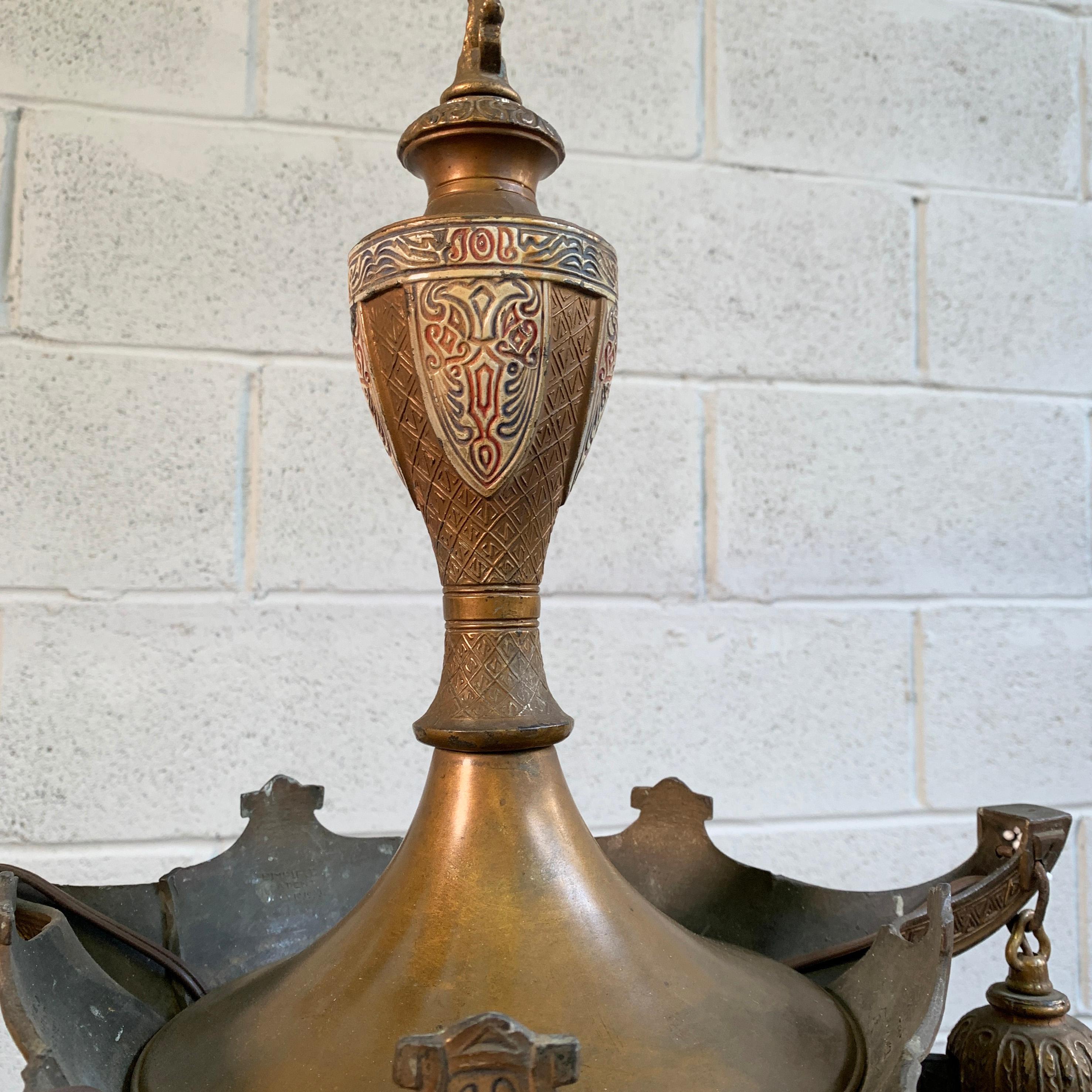 Early 20th Century Embossed Metal Moroccan Chandelier 5