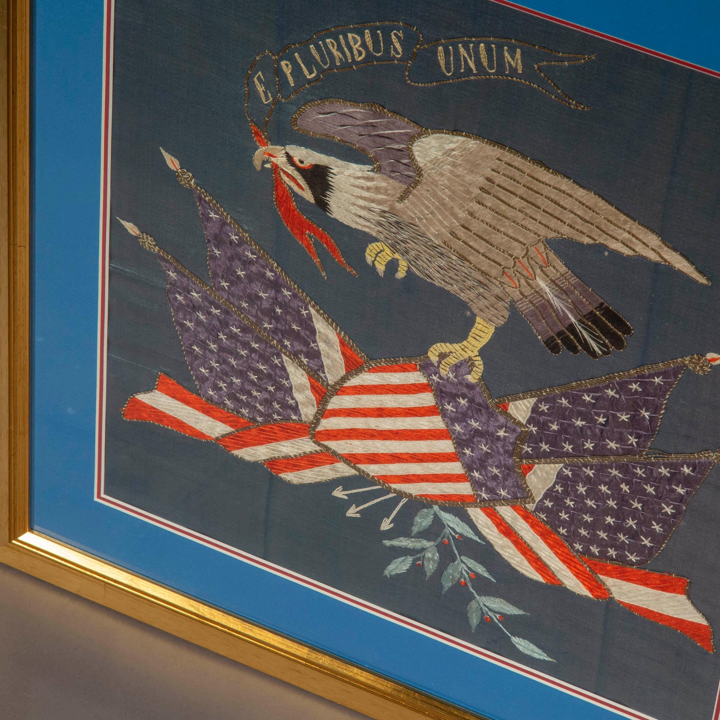 Early 20th Century Embroidered Picture of American Eagle In Good Condition In Richmond, London
