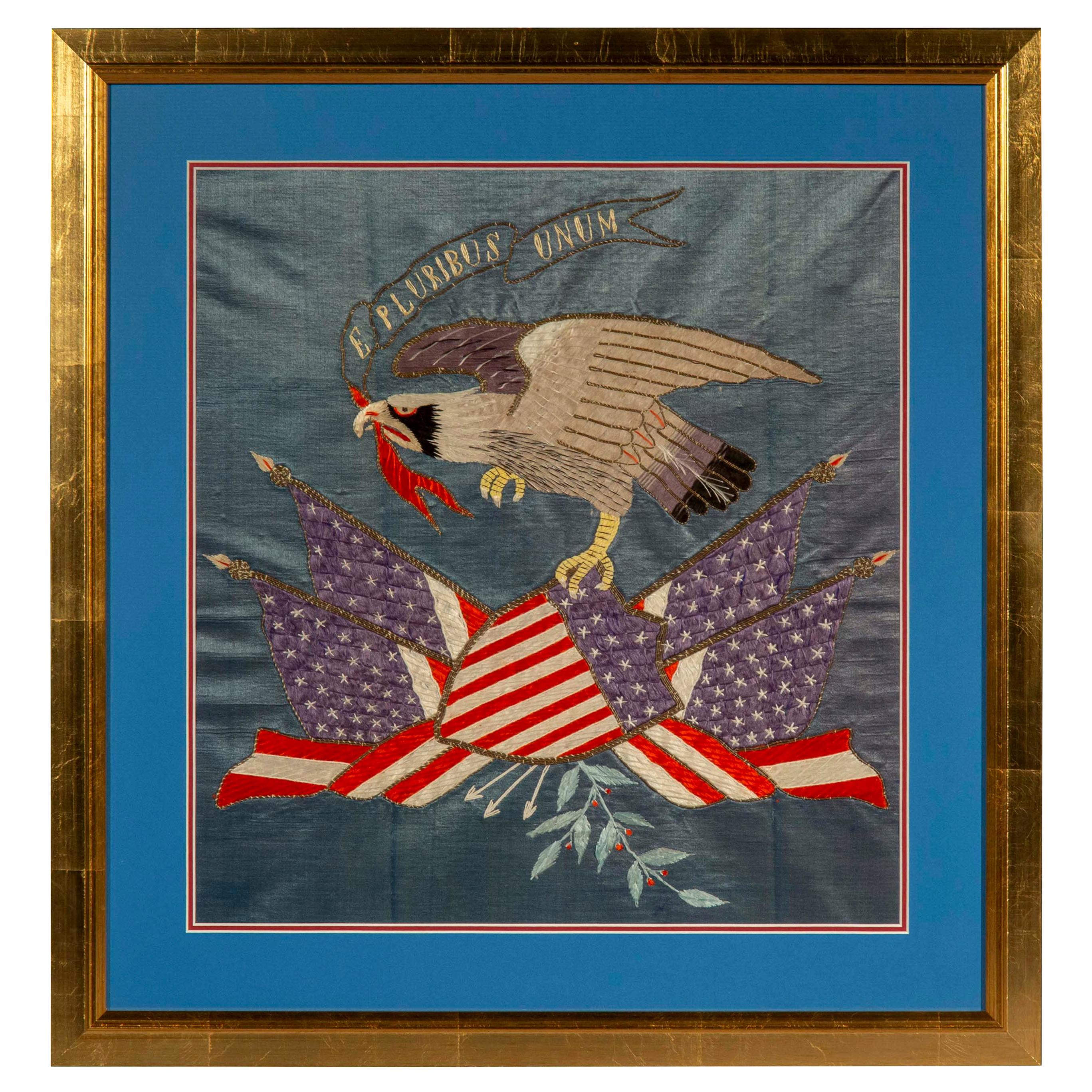 Early 20th Century Embroidered Picture of American Eagle
