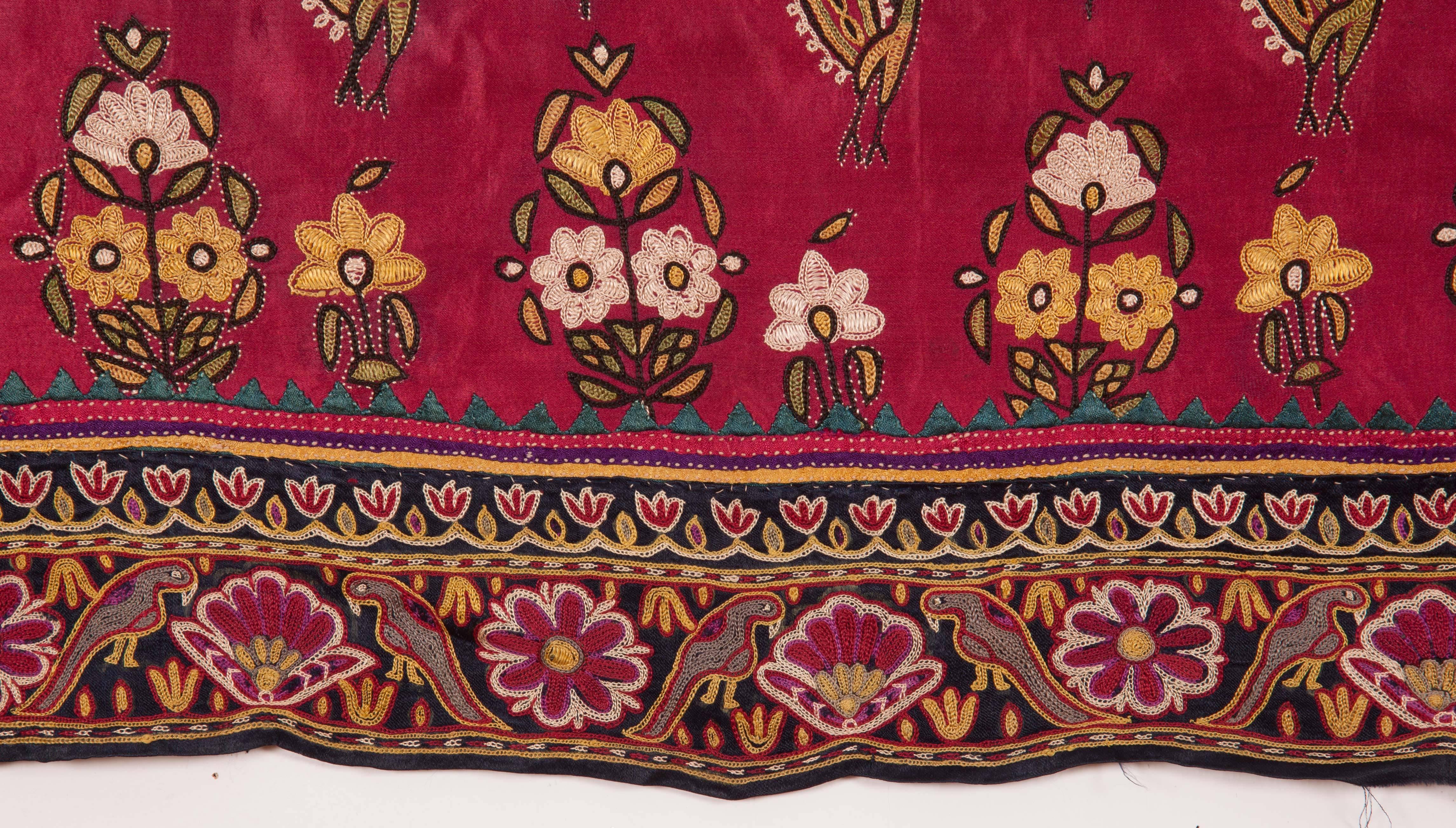 Suzani Early 20th Century Embroidered Skirt Panel from Kutch India
