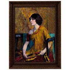 Early 20th Century Emily Burling Waite Portrait Oil Painting