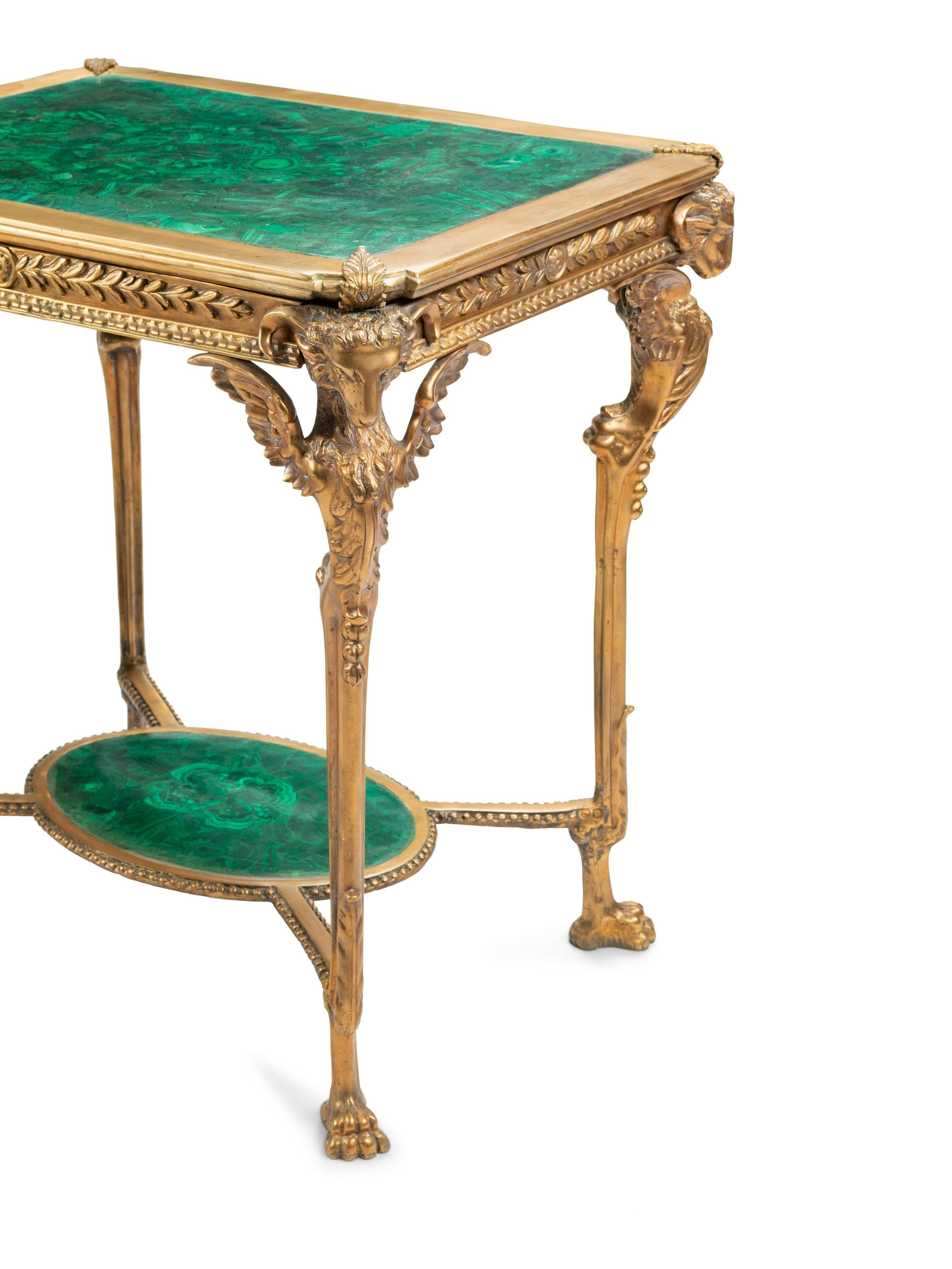 Neoclassical Early 20th Century Empire Malachite and Gilt Bronze Tables For Sale