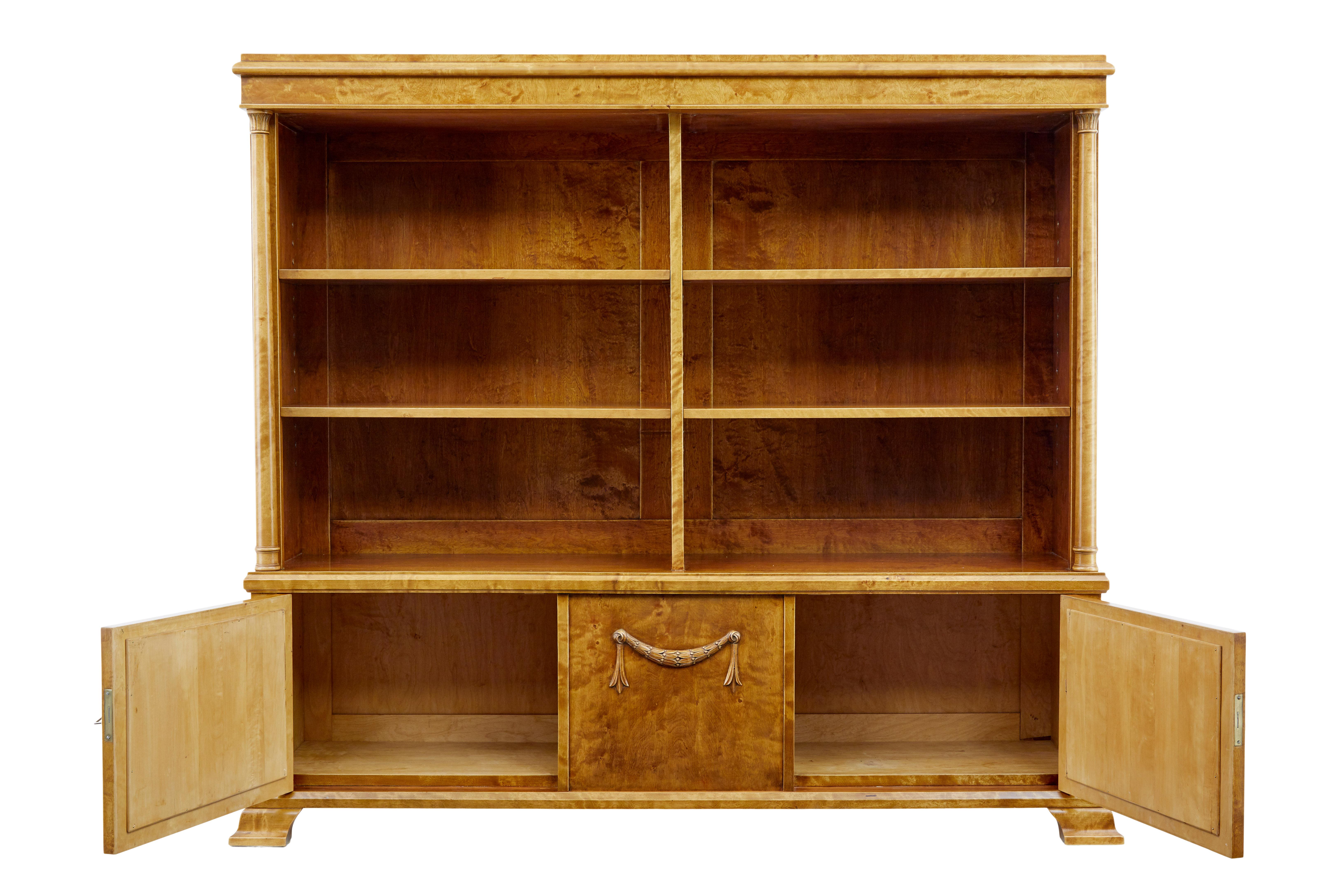 Empire Revival Early 20th century empire revival birch bookcase cabinet For Sale