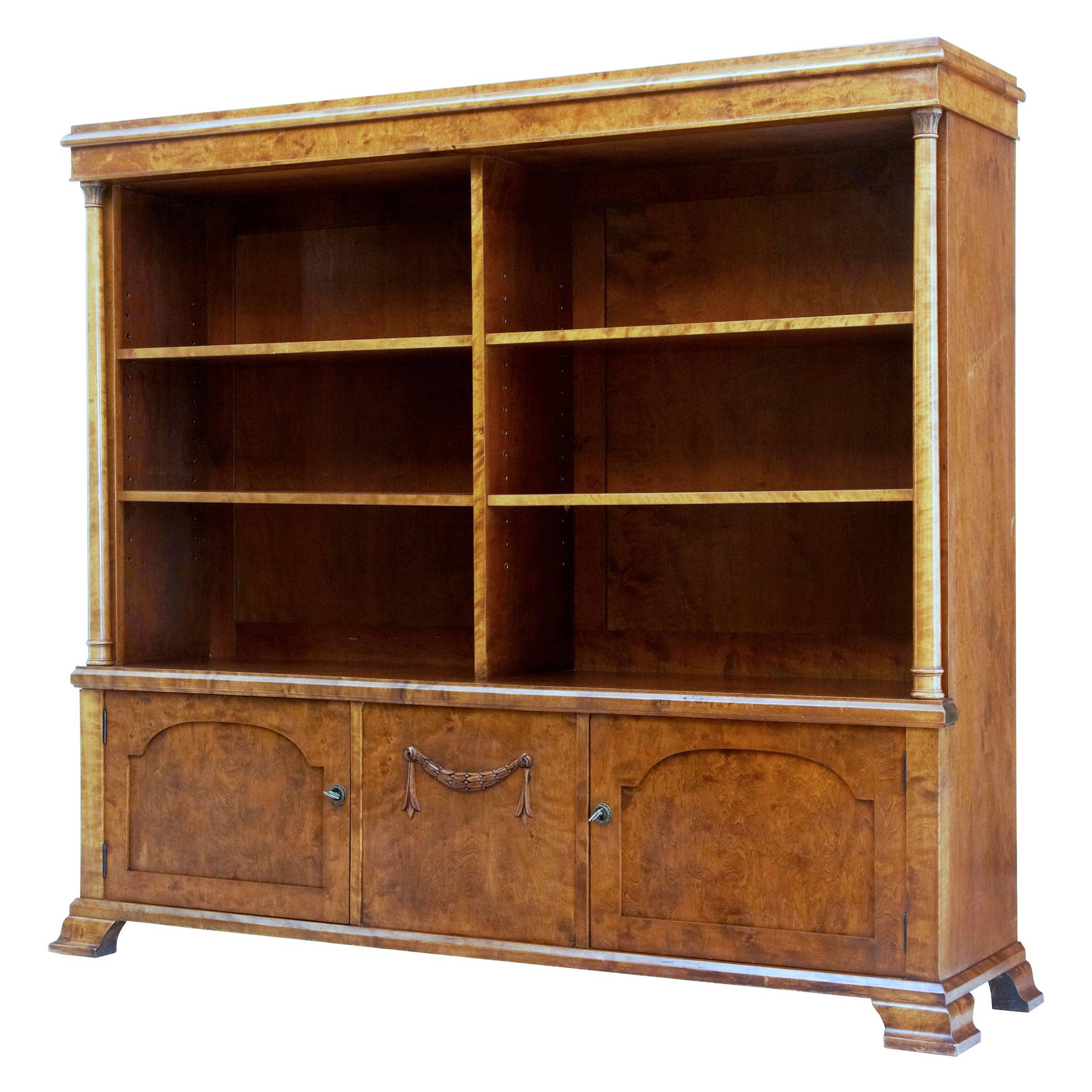 Renaissance Revival Style Oak Bookcase with Drink Bar Beginning of 20th