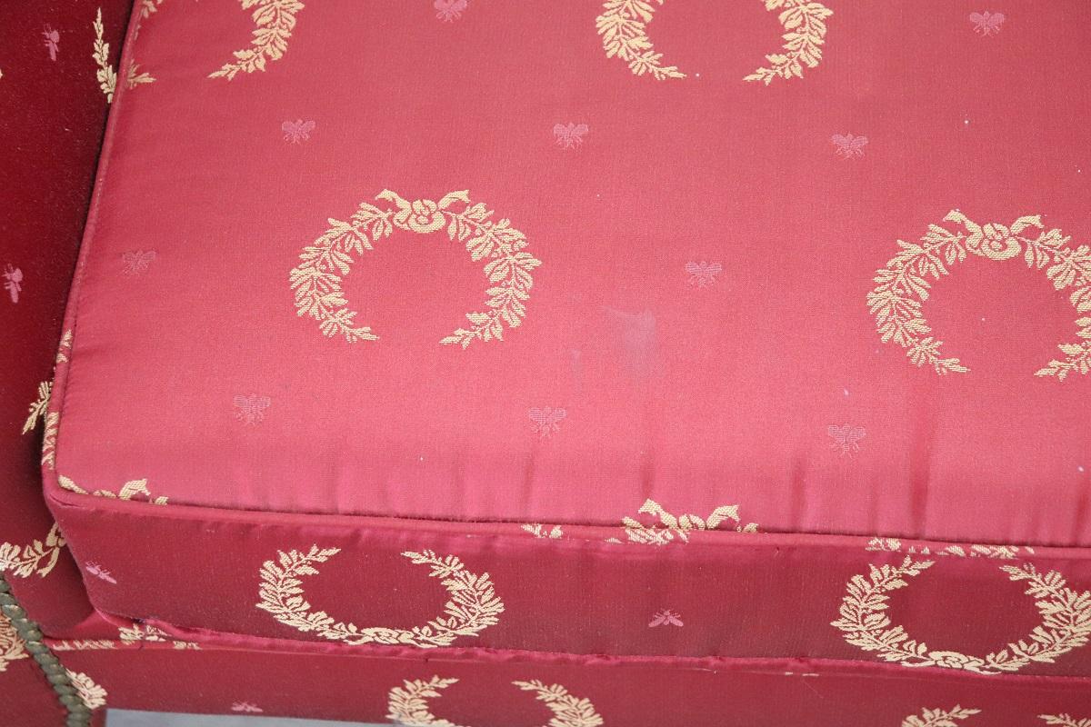 Early 20th Century Empire Style Bench Upholstered with Elegant Red Fabric 6