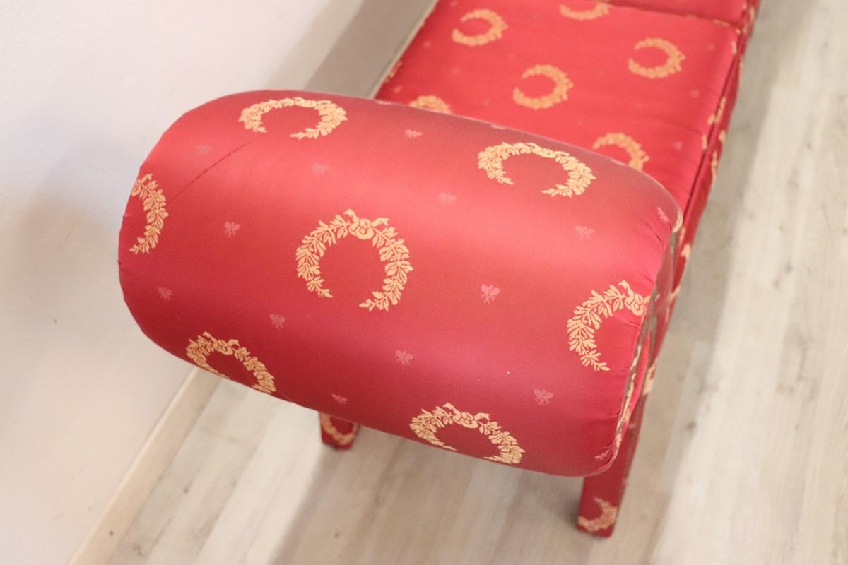 Early 20th Century Empire Style Bench Upholstered with Elegant Red Fabric 1