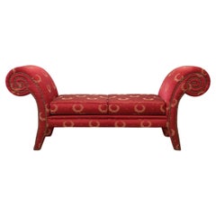 Vintage Early 20th Century Empire Style Bench Upholstered with Elegant Red Fabric