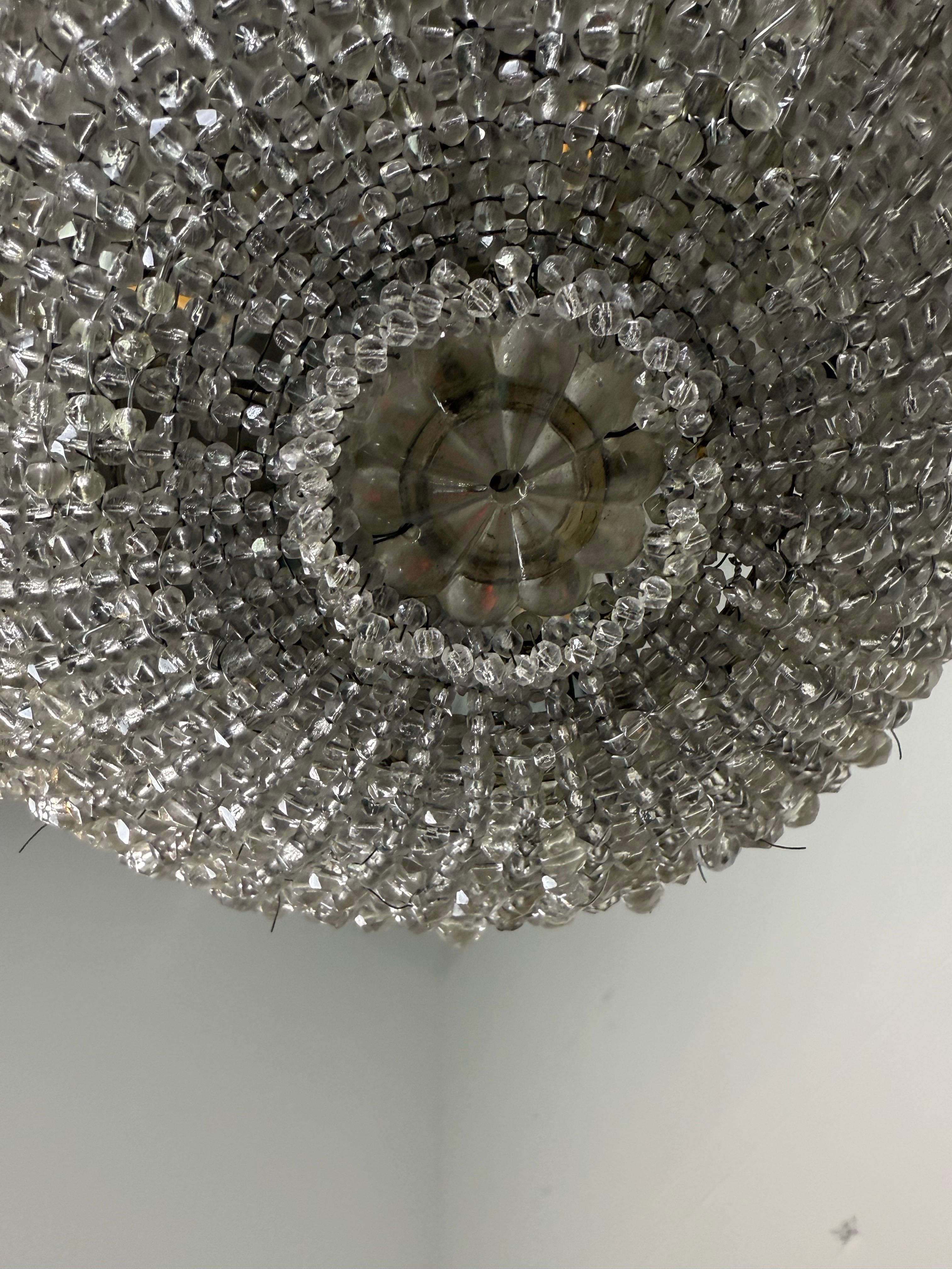 Lampadario a cesto di cristallo stile Impero dei primi del Novecento In condizioni buone a Los Angeles, CA