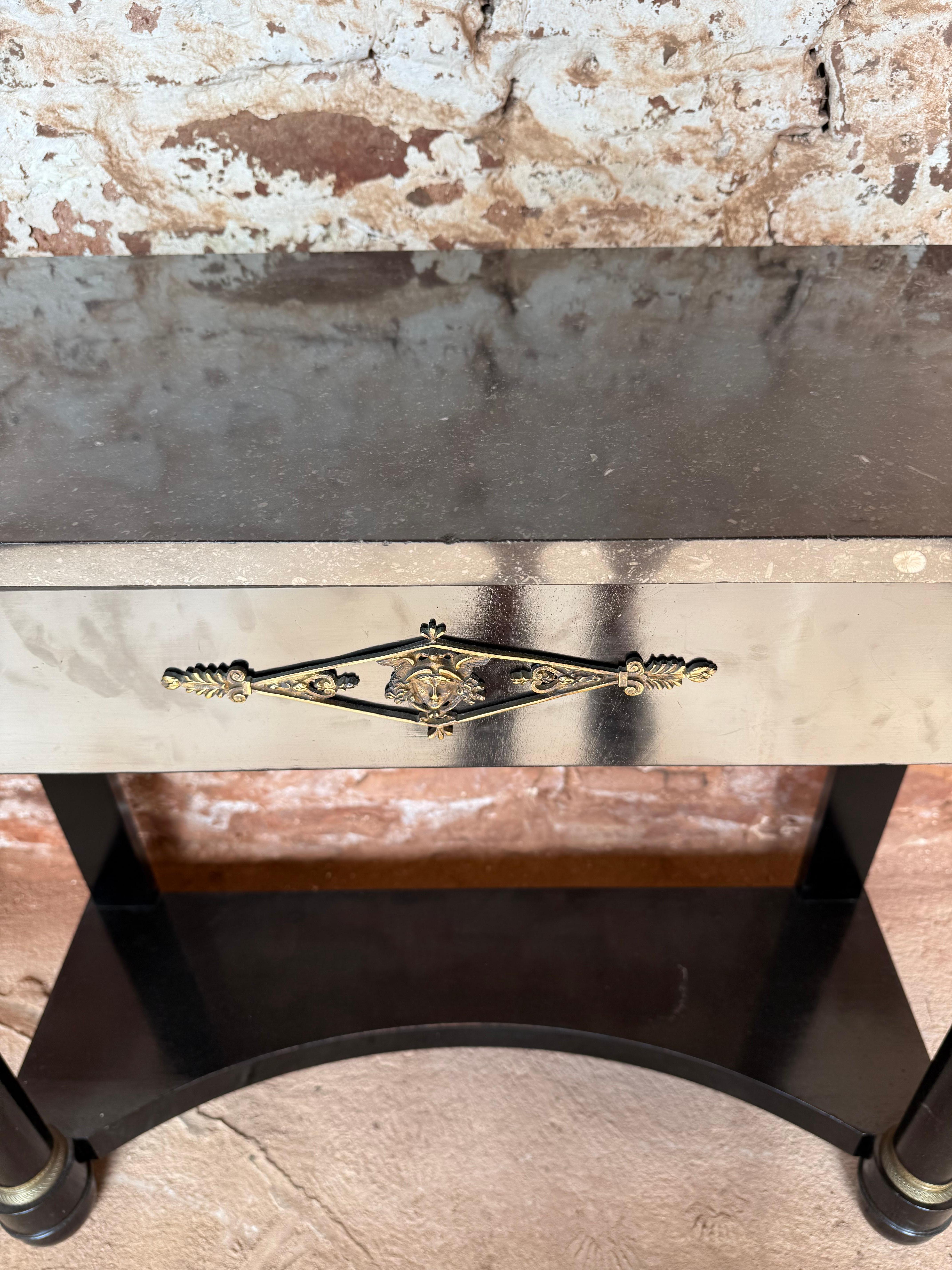 Early 20th century empire style ebonised console table For Sale 3
