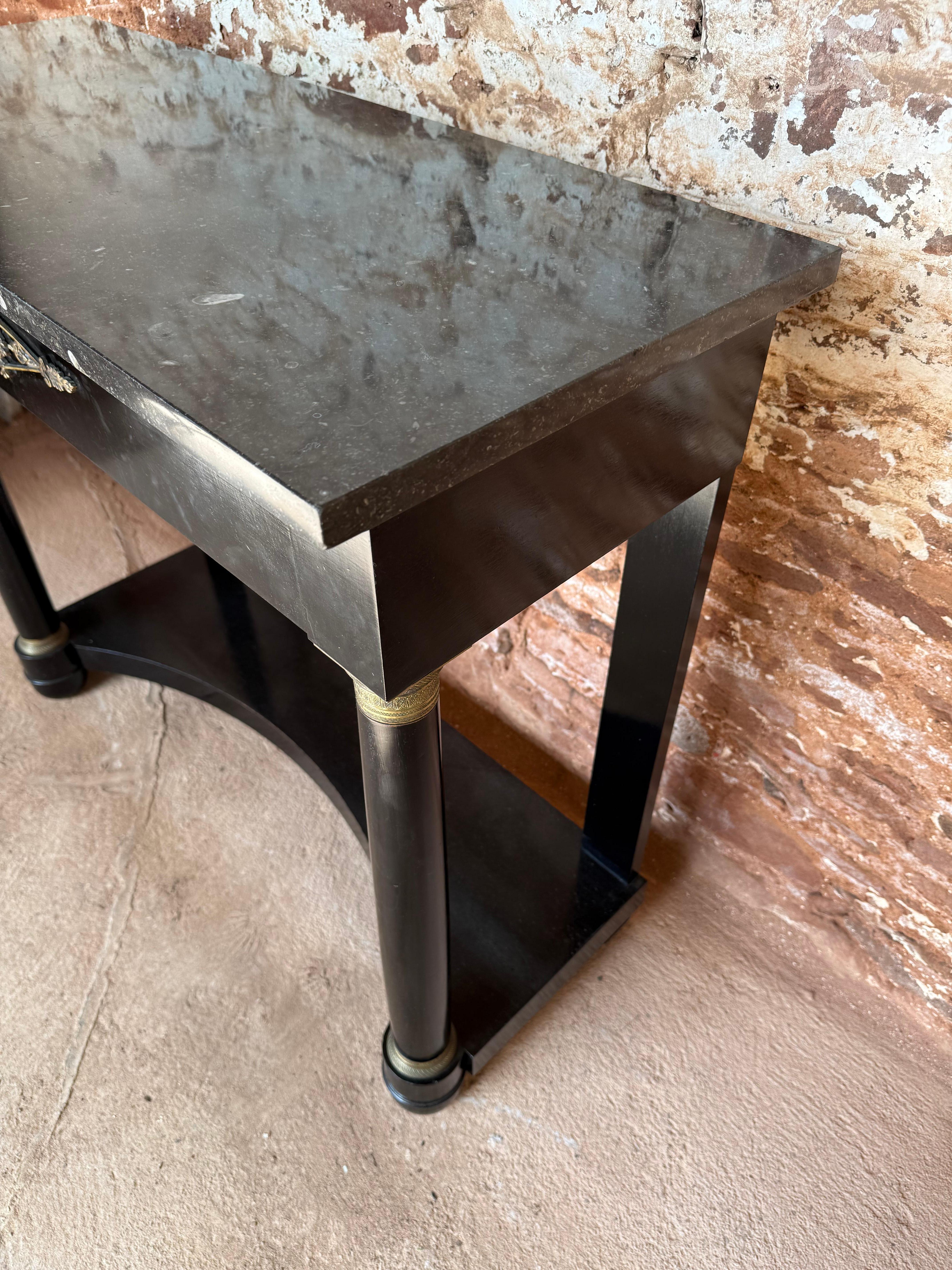 French Early 20th century empire style ebonised console table For Sale